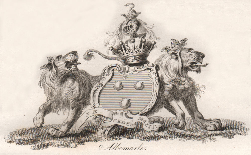 ALBEMARLE. Coat of Arms. Heraldry 1790 old antique vintage print picture